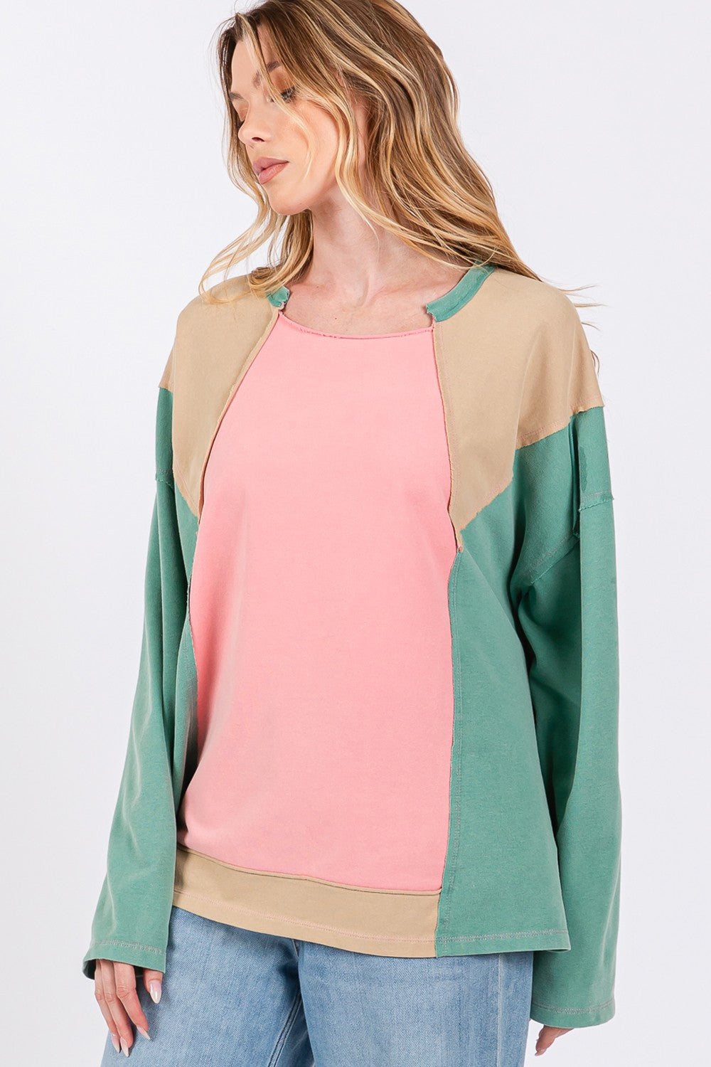 Color Block Long Sleeve Top