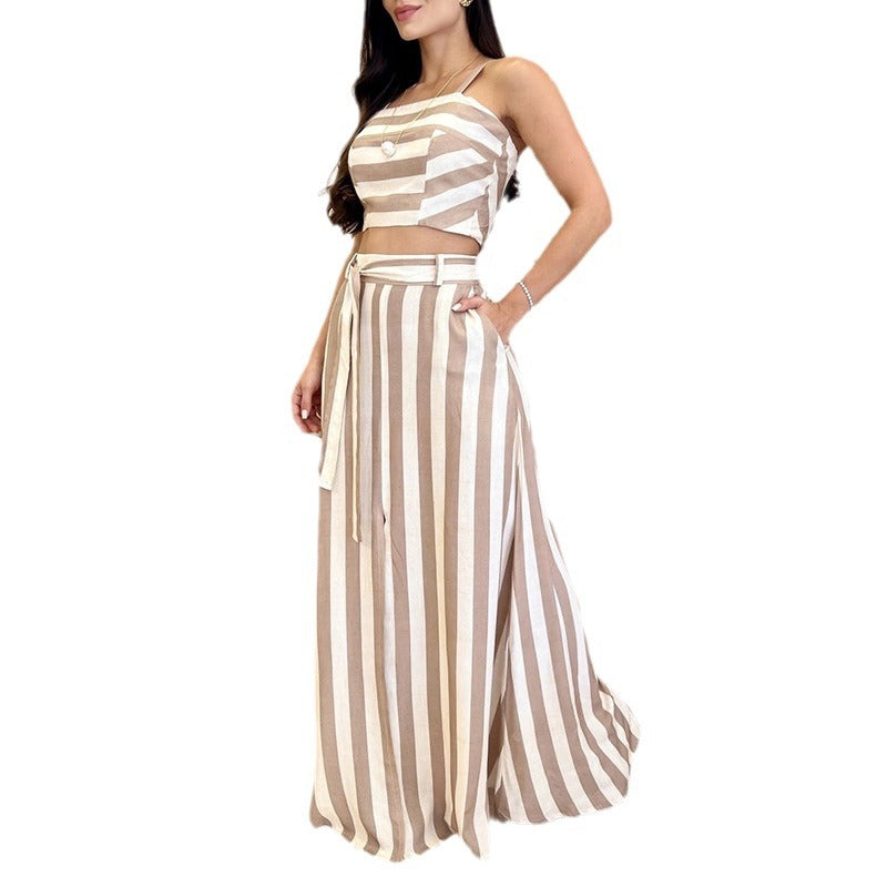 Casual Striped Top & Skirt Set