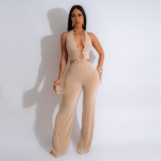 Casual Versatile Solid Color Camisole Jumpsuit