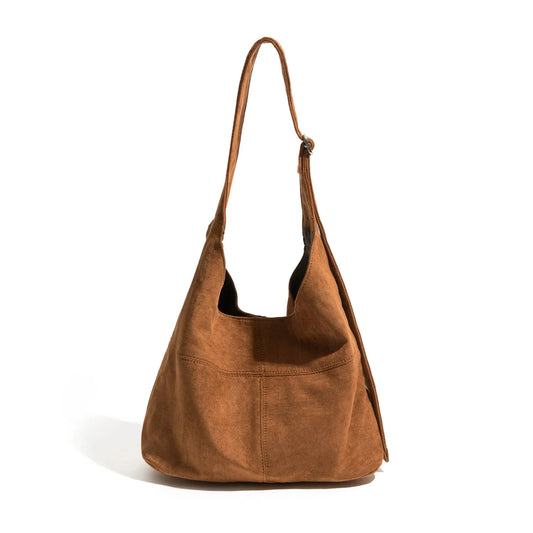 Suede Vintage Hobo Shoulder Bag