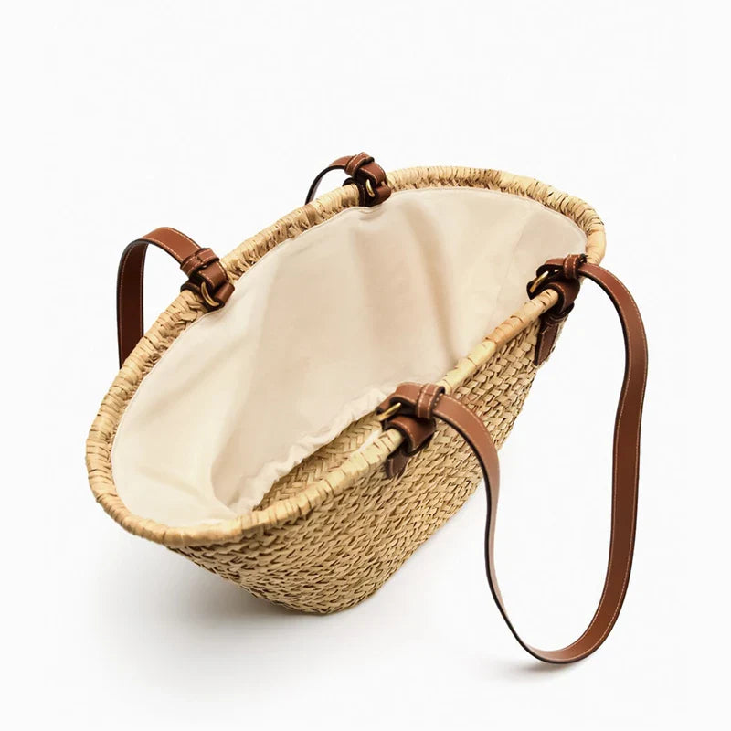 Beach Straw Woven Bucket Shoulder Bag