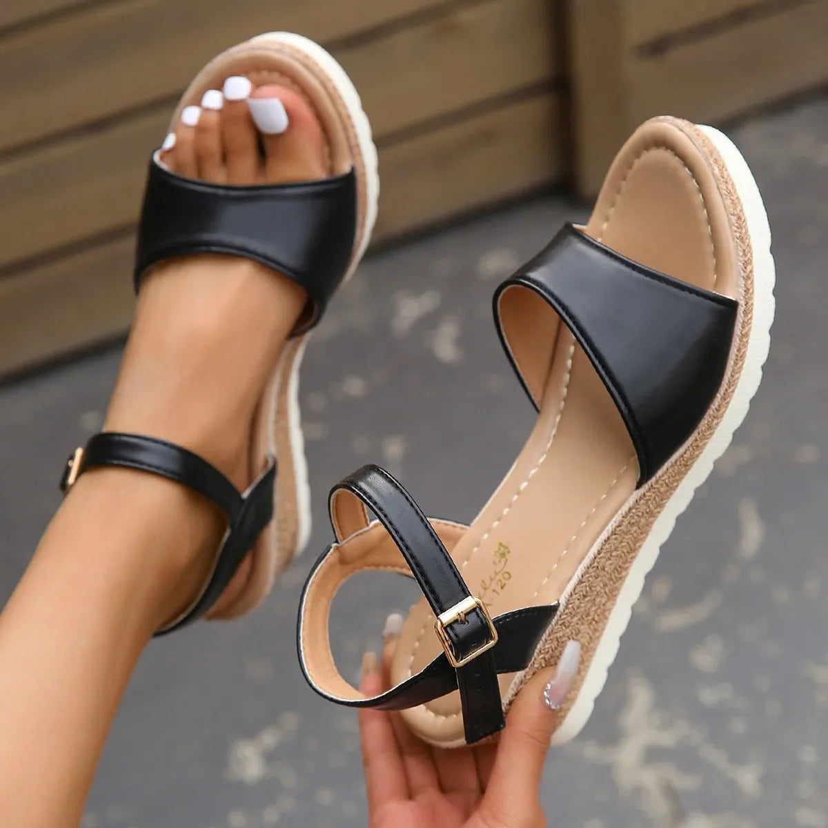 Ankle Buckle Wedge Sandals