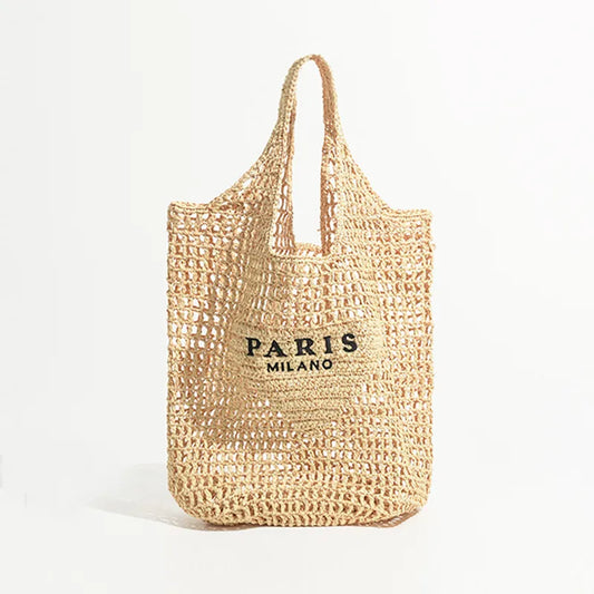 Women Plaited Raffia Straw Summer Beach Vacation Shoulder Bag