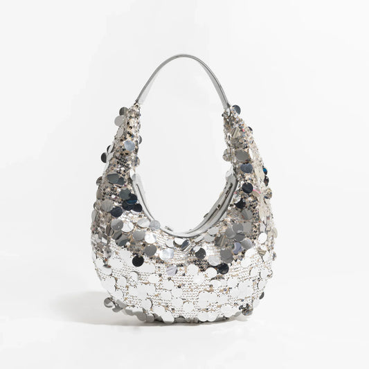 Sequined Silver Evening Handbag