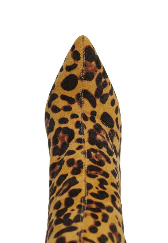 Leopard Print Vegan Leather Knee High Boots