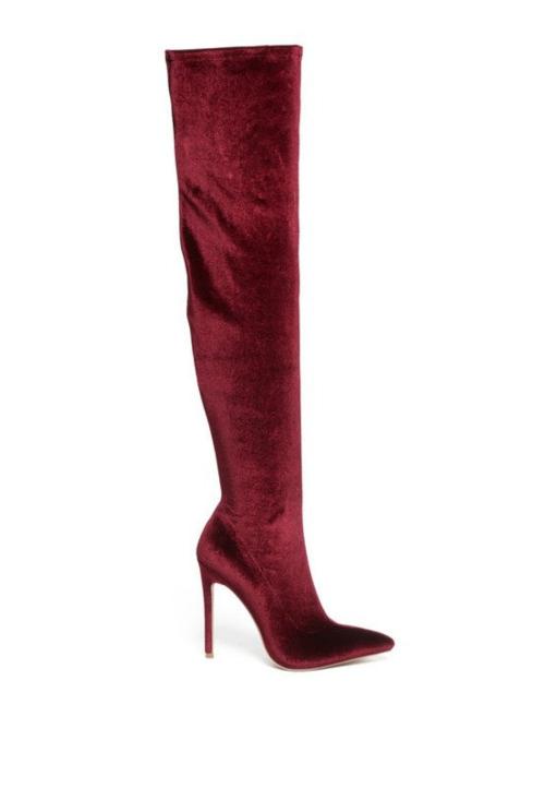 Women's Velvet Over-the-Knee High Heel Boots