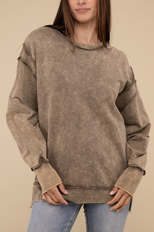 Womens French Terry Exposed-Seam Sweatshirt