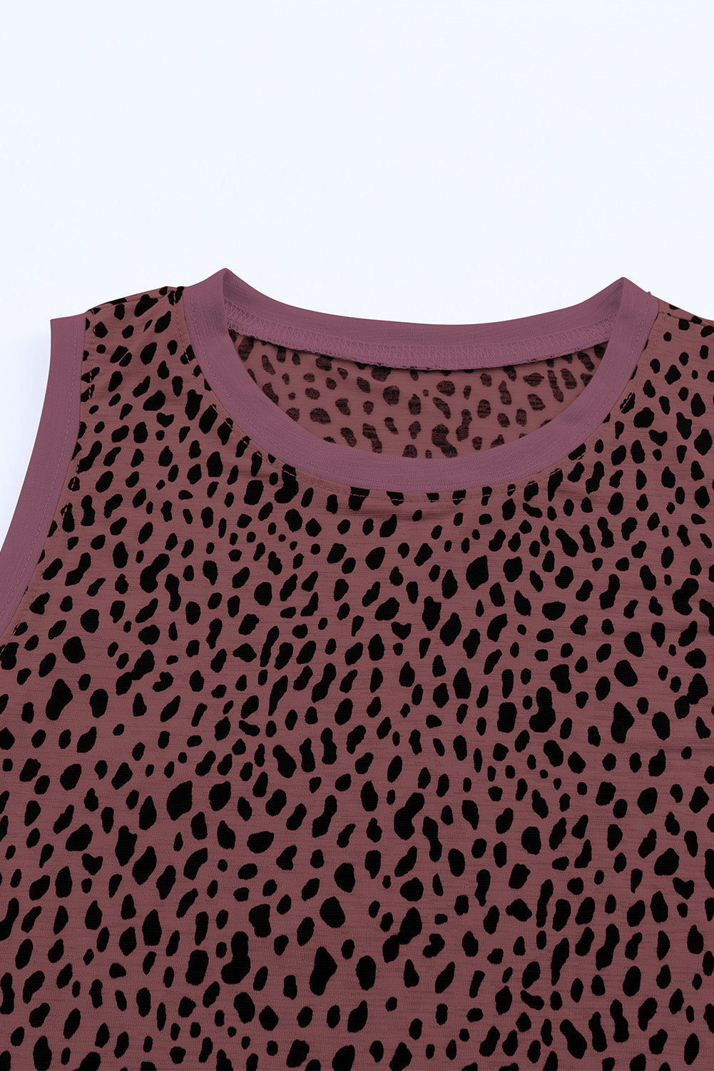 Fiery Red Leopard Print Round Neck Tank Top