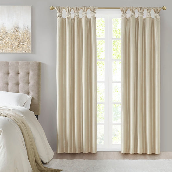 Twist Tab Silky Window Curtain with Blackout, Champagne 50 x84"