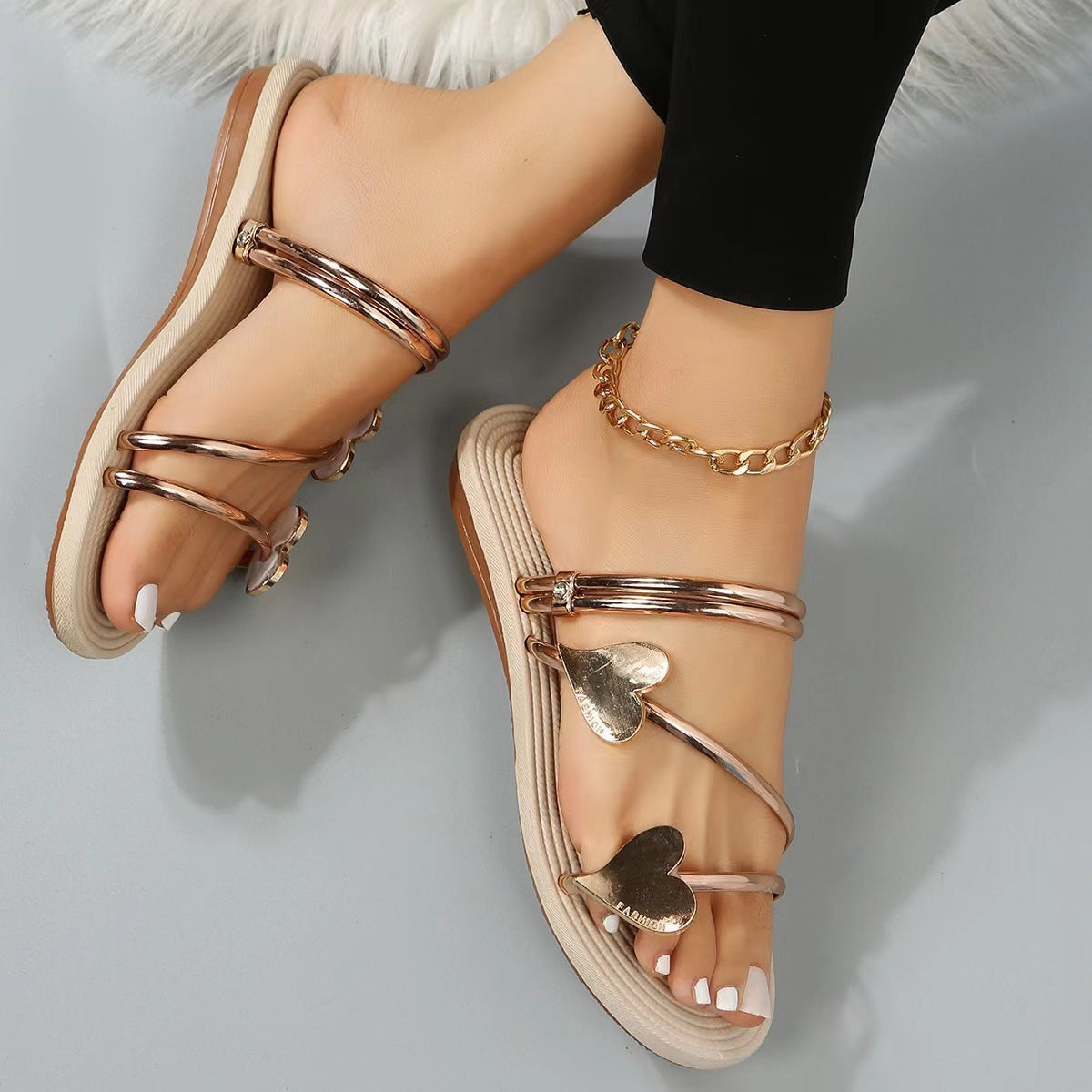 Heart Shaped  Summer Flat Sandals