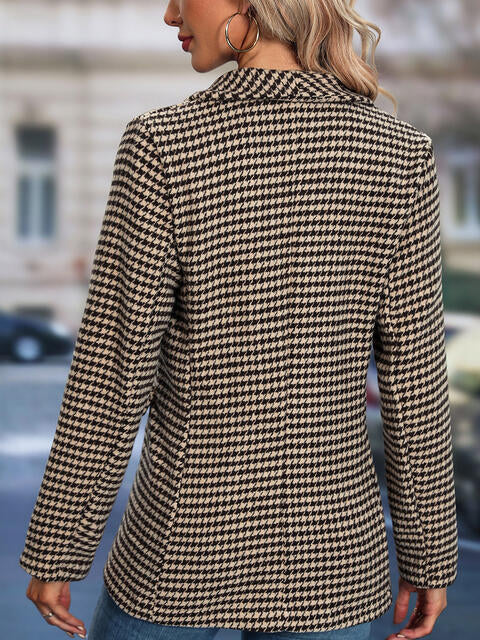 Houndstooth Shawl Collar Blazer