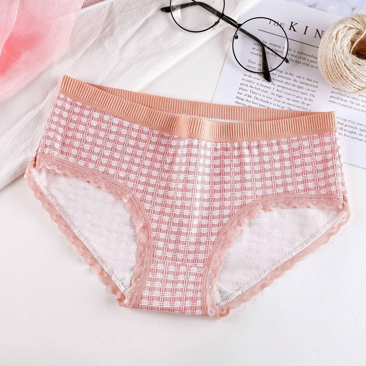 Plaid Printed Cotton Period Underwear For Women (4 PACK)