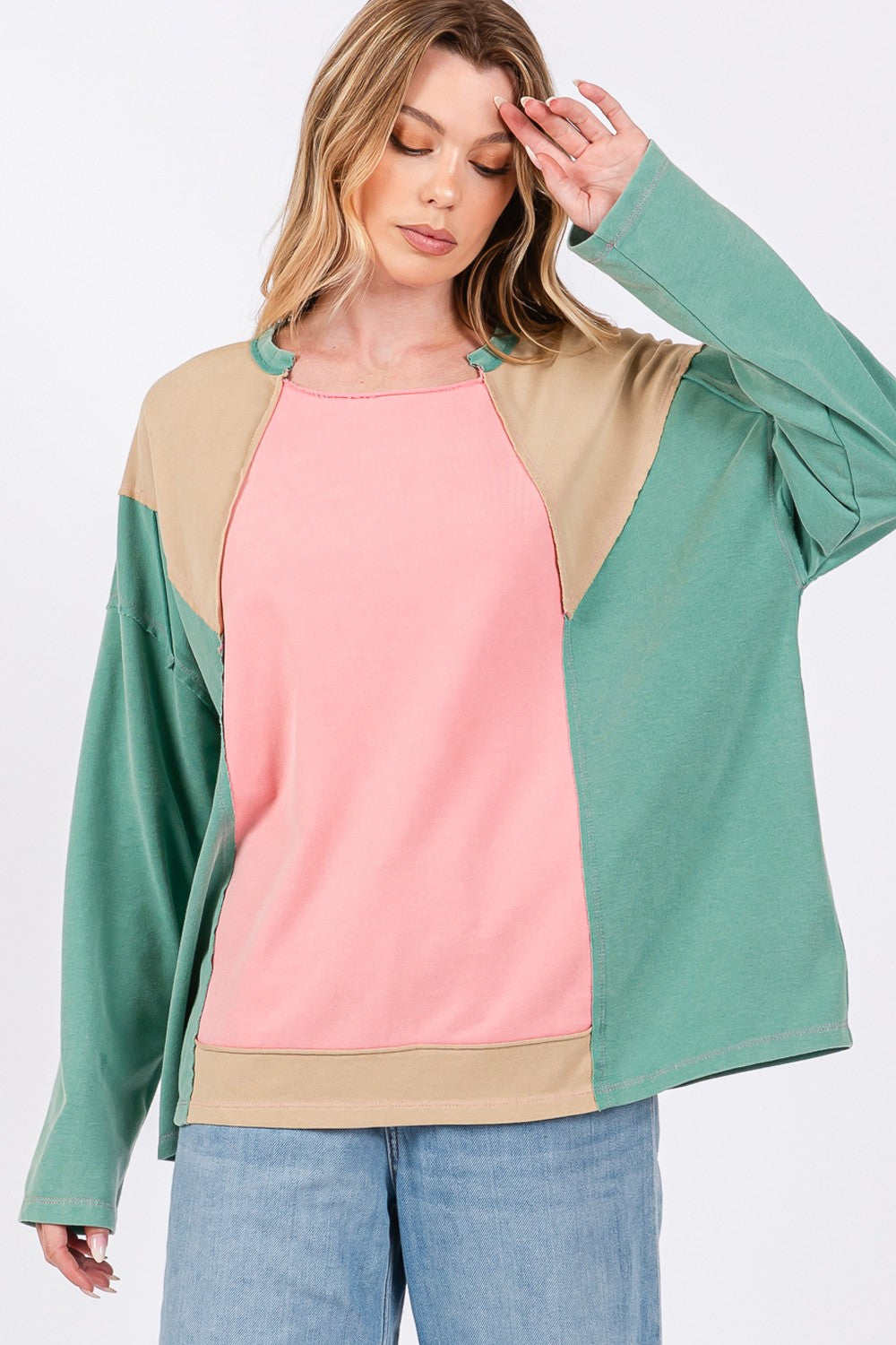 Color Block Long Sleeve Top