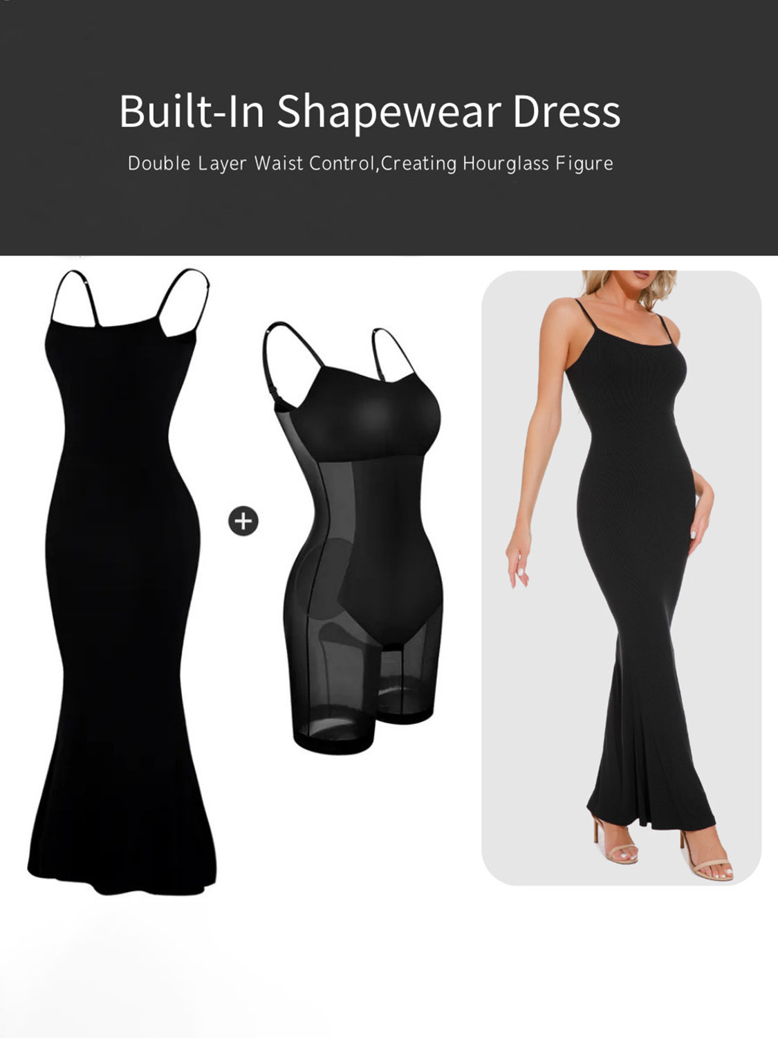 Ladies Built-In Shapewear Sleeveless Maxi Dress