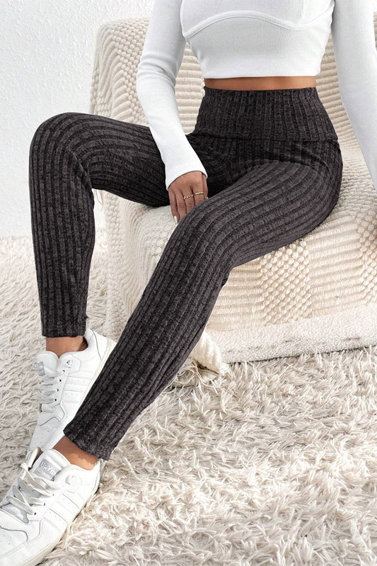 Dark Grey Ribbed  Leggings