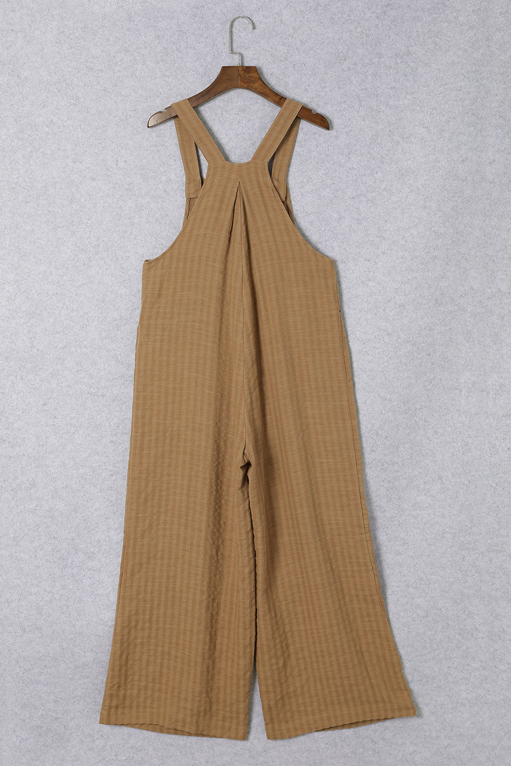 Brown Striped Pleated Wide Leg Pocketed Jumpsuit