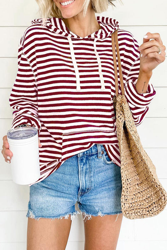 Women's Burgundy Stripe Pullover Hoodie