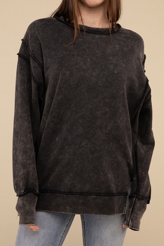 Womens French Terry Exposed-Seam Sweatshirt