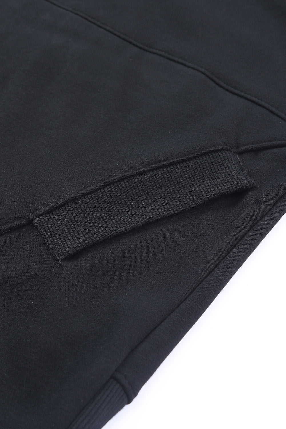 Black Batwing Sleeve Pocketed Henley Hoodie