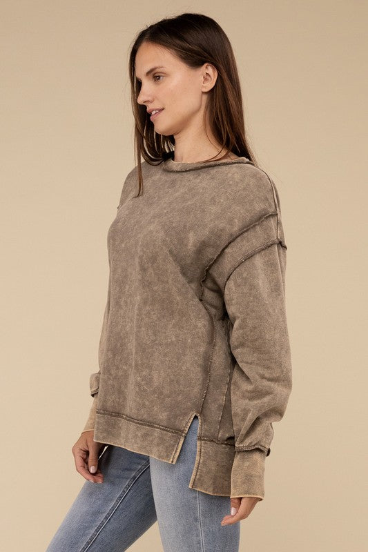 Womens French Terry Exposed-Seam Sweatshirt