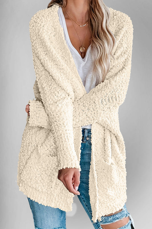 Cream Long Sleeve Plus Size Cardigan