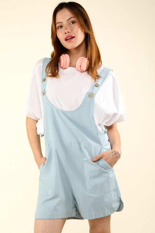 Adjustable Waist Suspender Overalls with Pockets