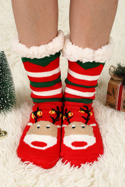 Fiery Red Fuzzy Christmas Socks