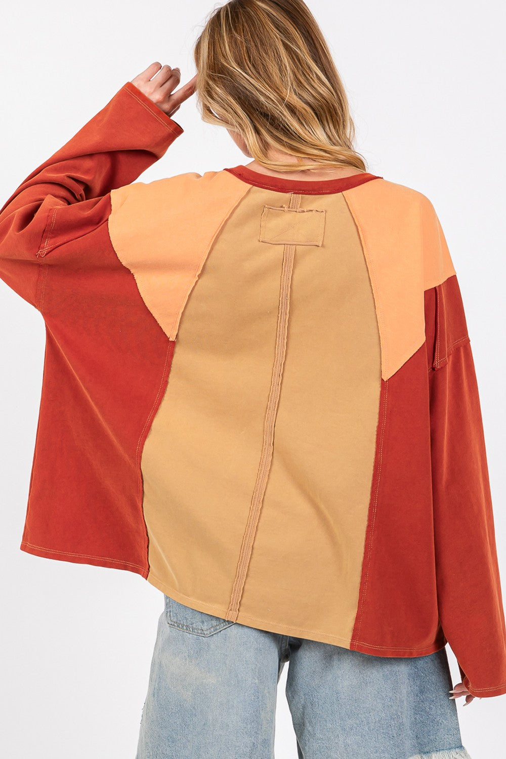 Brown Color Block Top